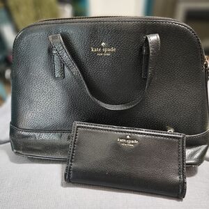 kate spade Black Leather Satchel with Matching Wallet